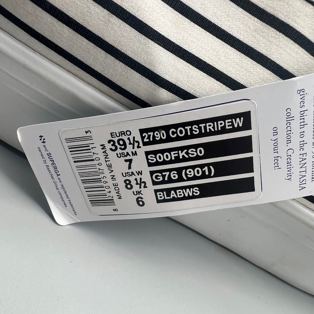 Superga Women's Platform Sneakers in Black and White Stripes - Picture 5 of 7